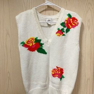 Vintage John Ray Size M Women’s White Floral Vest  made in Korea
